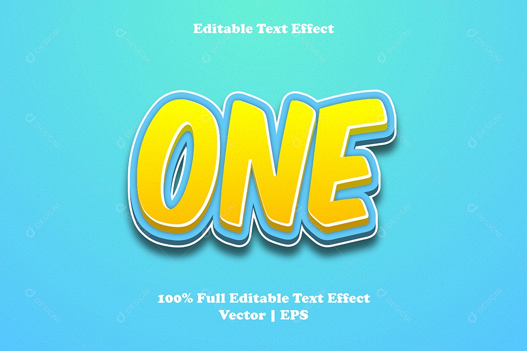 Efeito de Texto One Ilustração Vetor EPS Editável