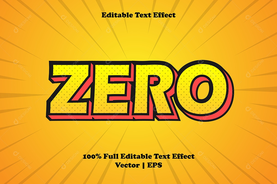 Efeito de Texto Zero Ilustração Vetor EPS Editável