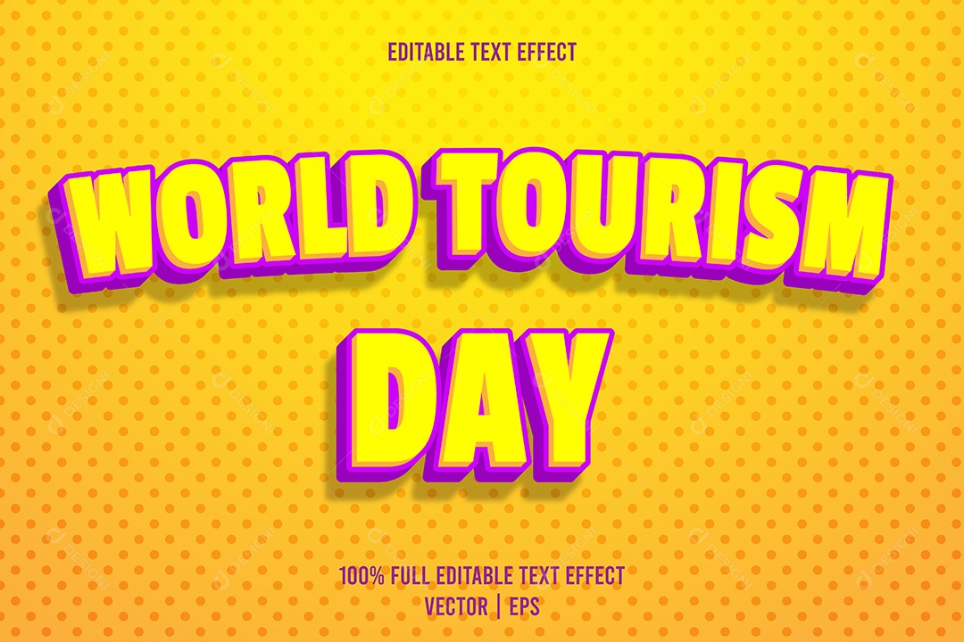 Efeito de Texto World Tourism Ilustração Vetor EPS Editável