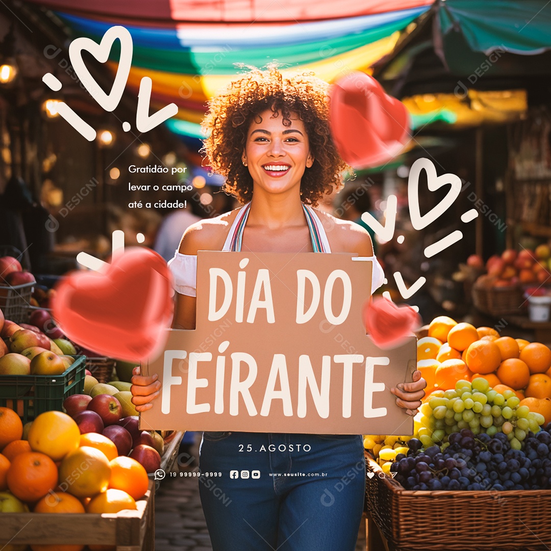 Dia do Feirante 25 de Agosto Gratidão por Levar o Campo Até a Cidade Social Media PSD Editável