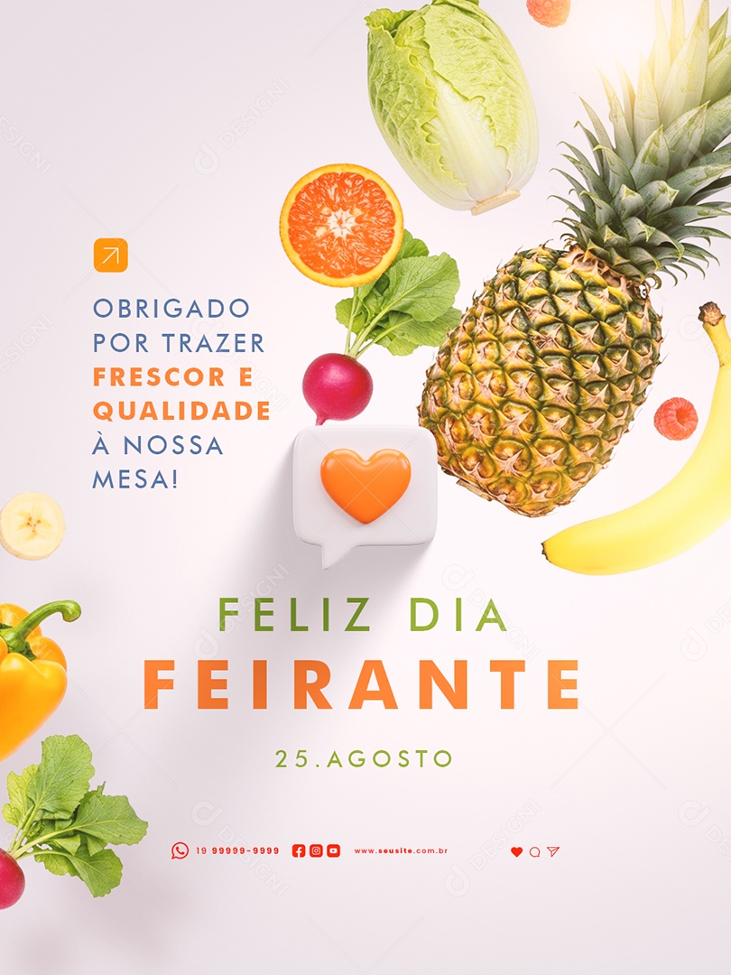 Feliz Dia do Feirante 25 de Agosto Social Media PSD Editável