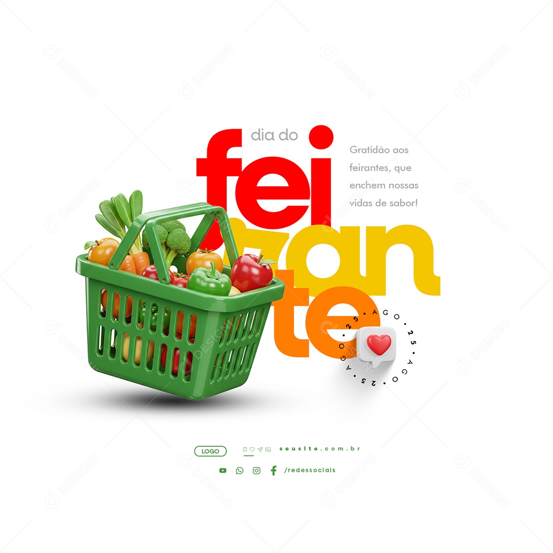 Dia do Feirante 25 de Agosto Gratidão aos Feirantes Social Media PSD Editável