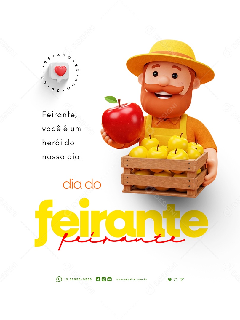 Dia do Feirante 25 de Agosto Você é um Herói do Nosso Dia Social Media PSD Editável