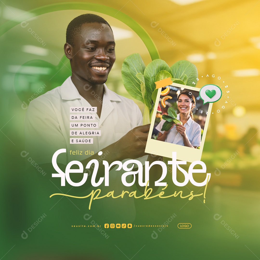 Dia do Feirante 25 de Agosto Parabéns Social Media PSD Editável
