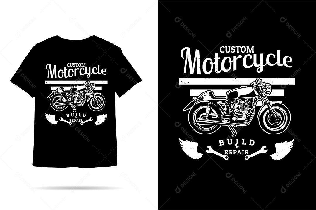Camiseta com Estampa de Moto Ilustração Vetor EPS