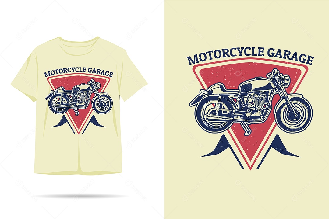 Camiseta com Estampa de Moto Ilustração Vetor EPS