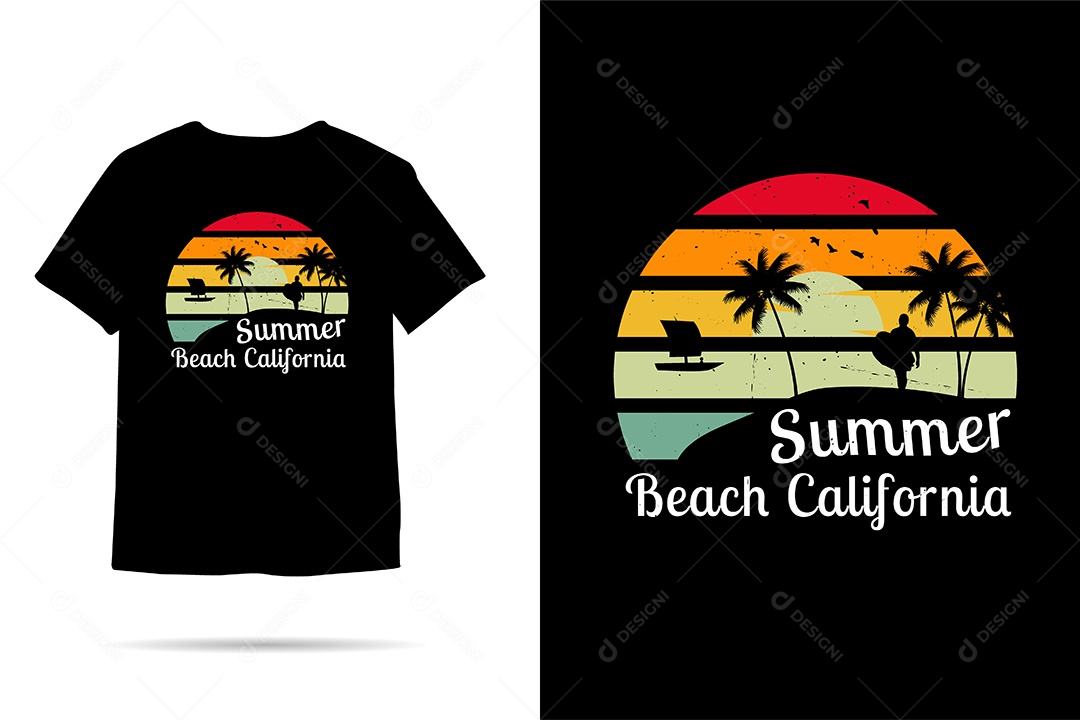 Camiseta com Estampa de Verão Ilustração Vetor EPS