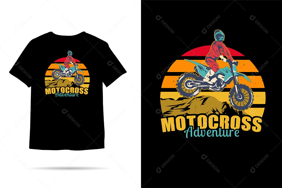 Camiseta com Estampa de Motocross Ilustração Vetor EPS