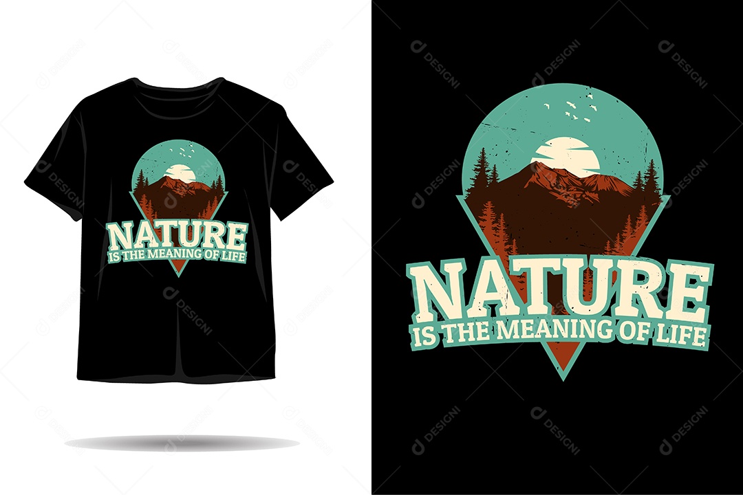 Camiseta com Estampa de Natureza Ilustração Vetor EPS