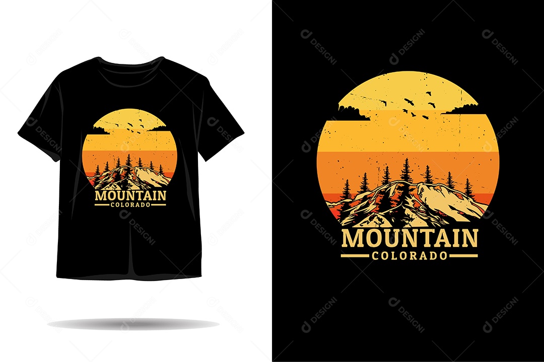 Camiseta com Estampa de Aventura na Montanha Ilustração Vetor EPS