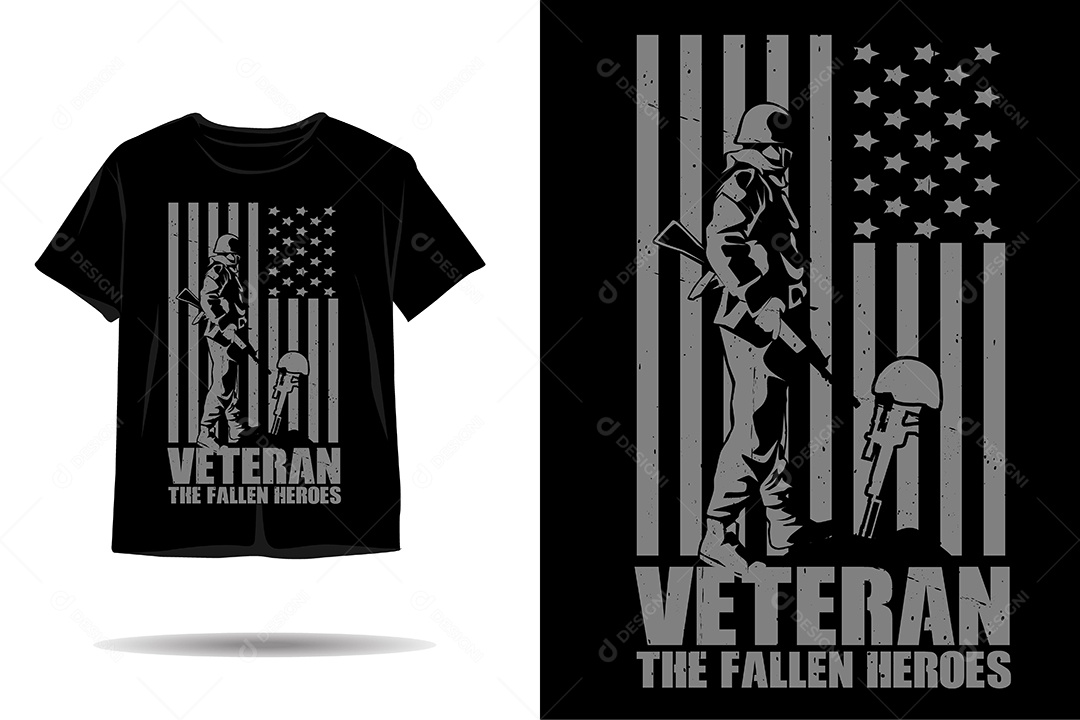 Camiseta com Estampa dos  Heróis Caídos Veteranos Ilustração Vetor EPS