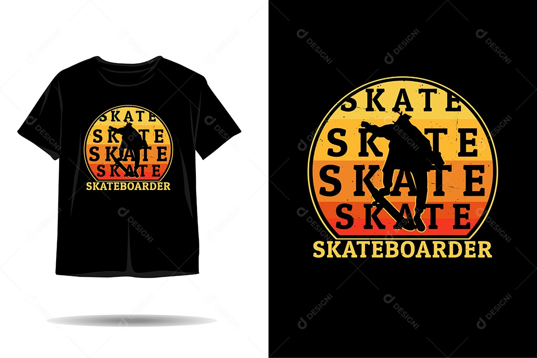 Camiseta com Estampa de Skatista Ilustração Vetor EPS