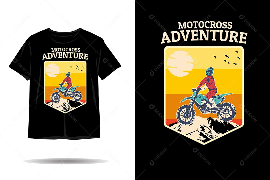 Camiseta com Estampa de Motocross Ilustração Vetor EPS