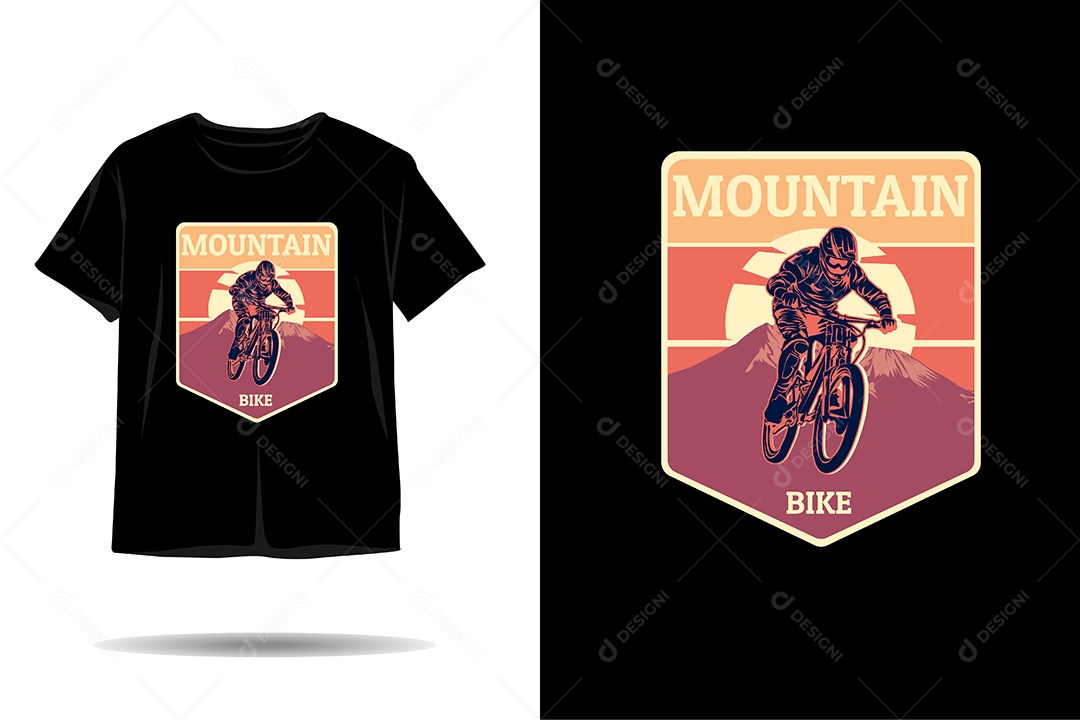 Camiseta com Estampa de Aventura na Montanha Ilustração Vetor EPS