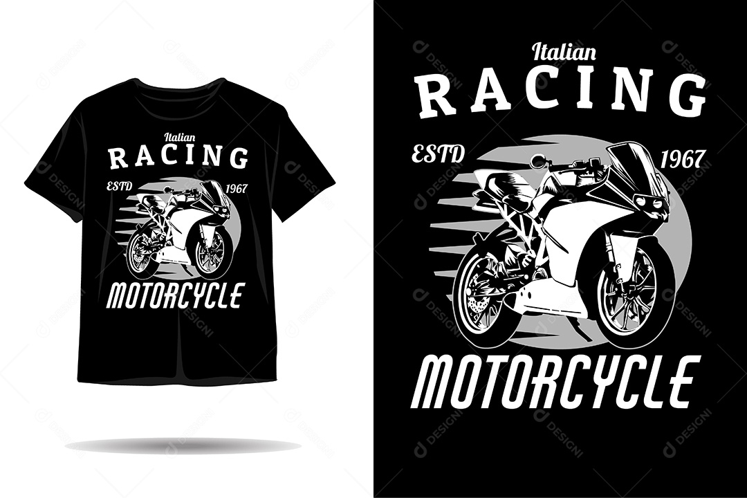 Camiseta com Estampa de Moto Ilustração Vetor EPS