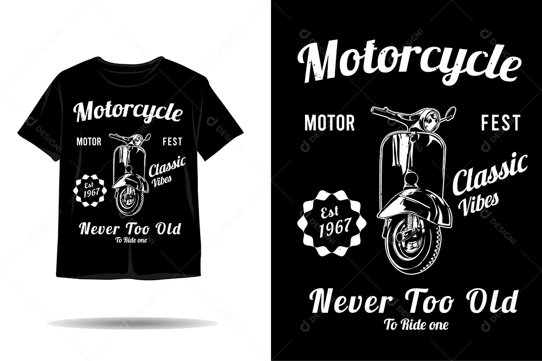 Camiseta com Estampa de Moto Ilustração Vetor EPS