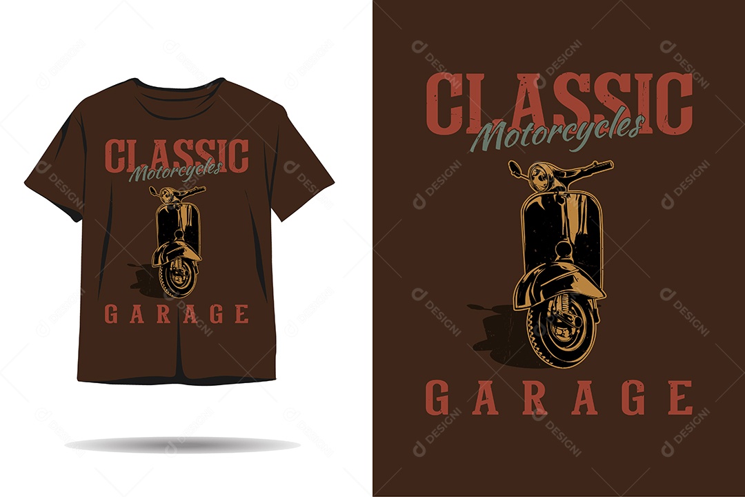 Camiseta com Estampa de Moto Ilustração Vetor EPS
