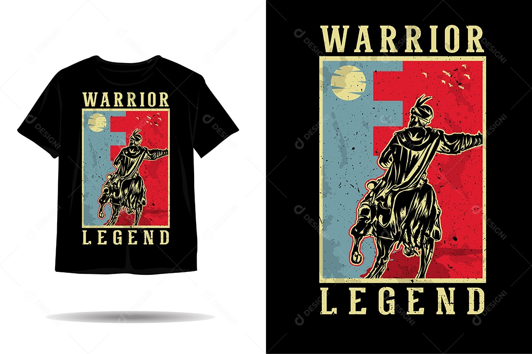 Camiseta com Estampa de Lenda Guerreira Ilustração Vetor EPS
