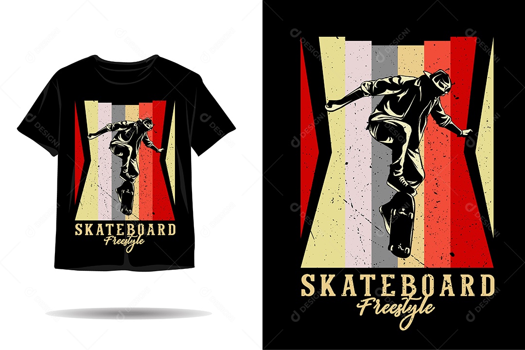 Camiseta com Estampa de Skatista Ilustração Vetor EPS