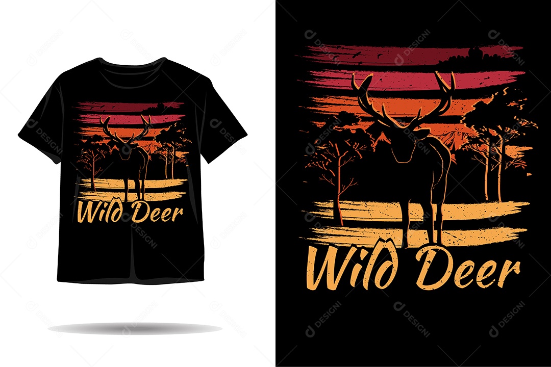 Camiseta com Estampa de Veado Ilustração Vetor EPS