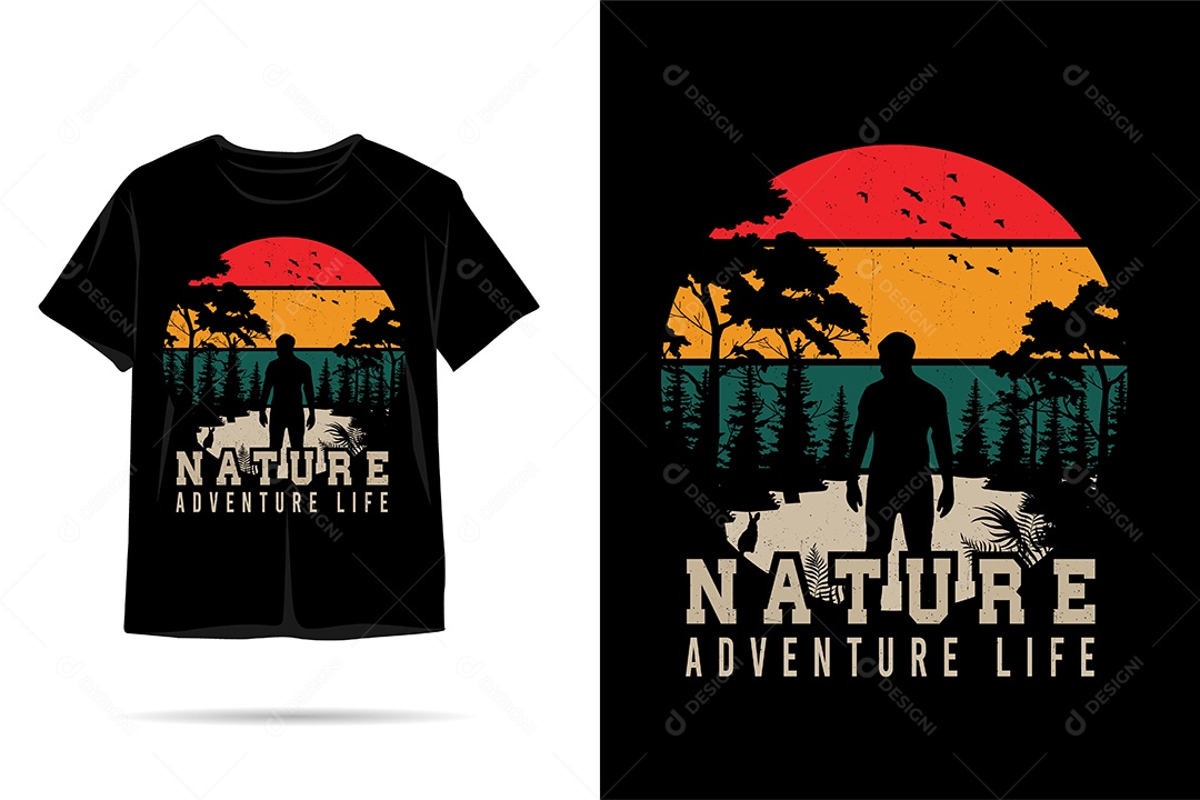 Camiseta com Estampa de Natureza Ilustração Vetor EPS