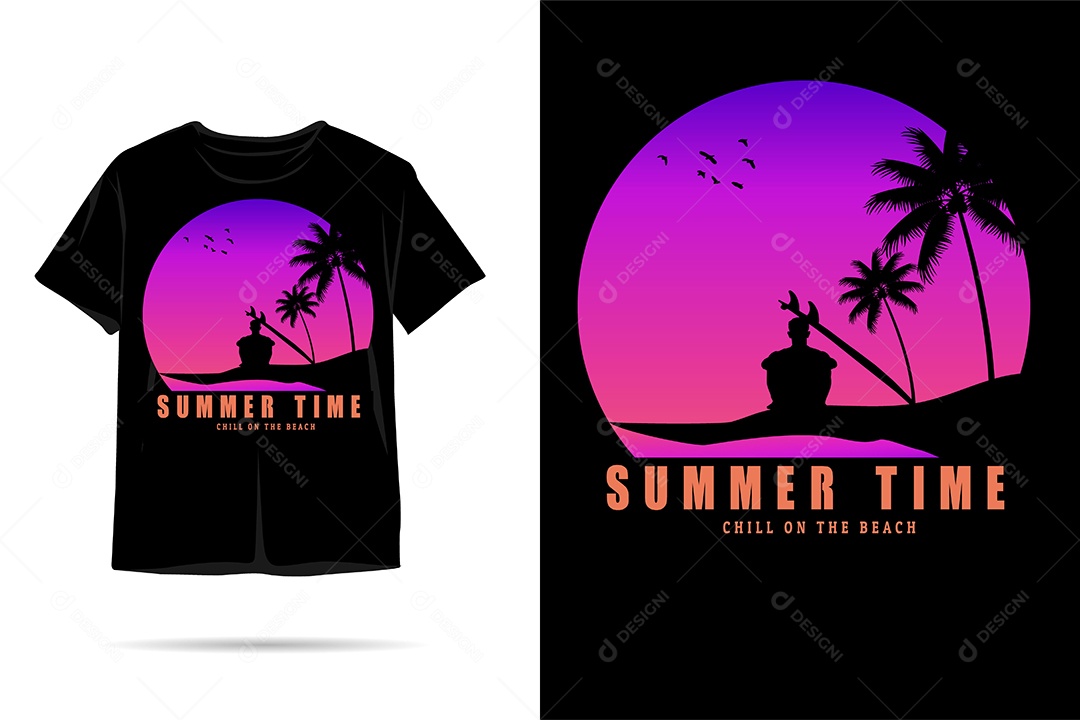 Camiseta com Estampa de Verão Ilustração Vetor EPS