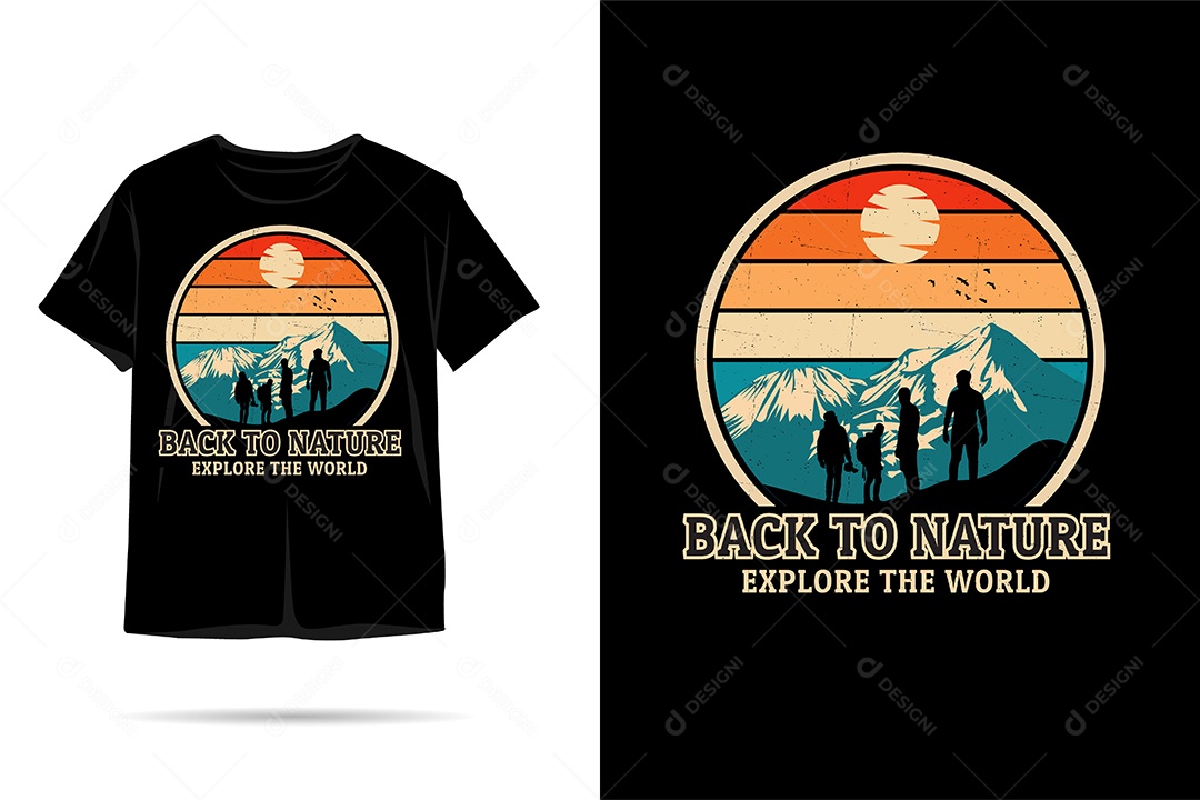 Camiseta com Estampa de Natureza Ilustração Vetor EPS