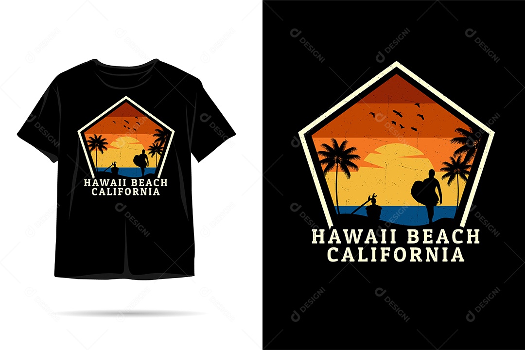 Camiseta com Estampa de Praia Ilustração Vetor EPS