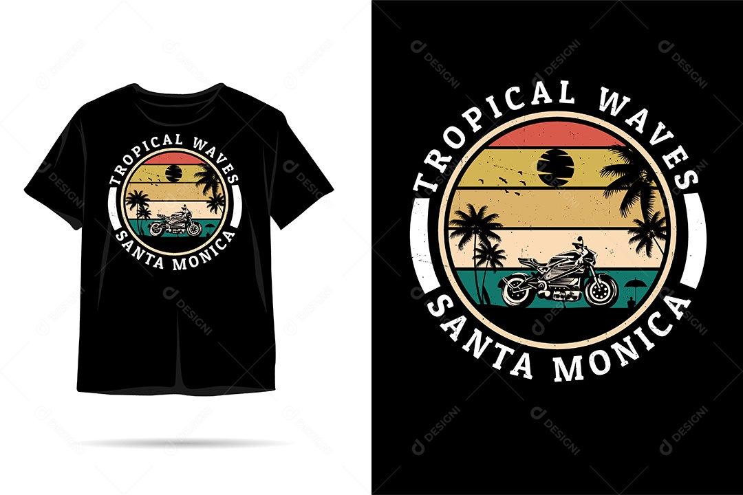 Camiseta com Estampa de Praia Ilustração Vetor EPS