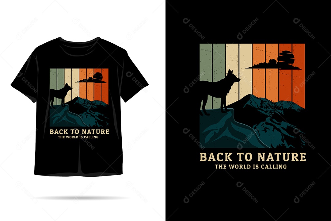 Camiseta com Estampa de Natureza Ilustração Vetor EPS