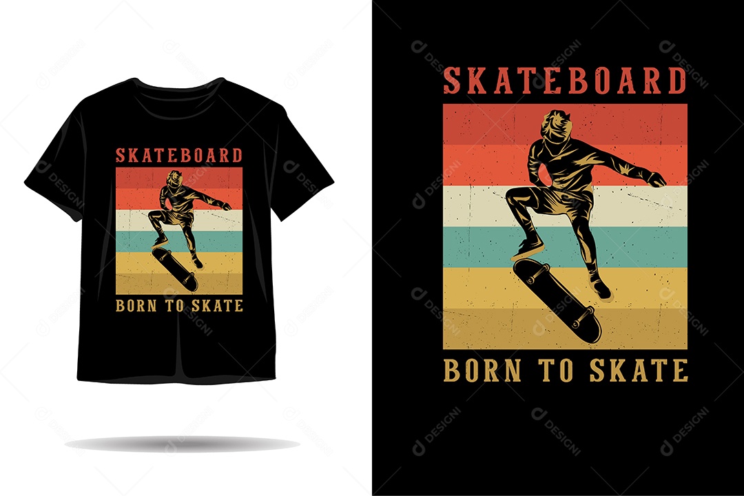 Camiseta com Estampa de Skatista Ilustração Vetor EPS