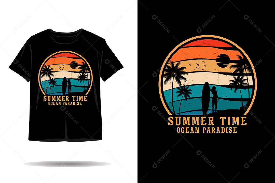 Camiseta com Estampa de Verão Ilustração Vetor EPS