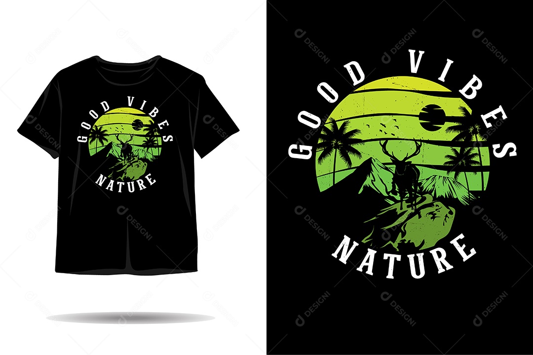 Camiseta com Estampa de Natureza Ilustração Vetor EPS