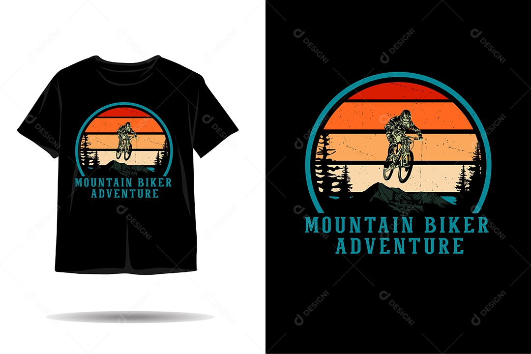 Camiseta com Estampa de Aventura na Montanha Ilustração Vetor EPS