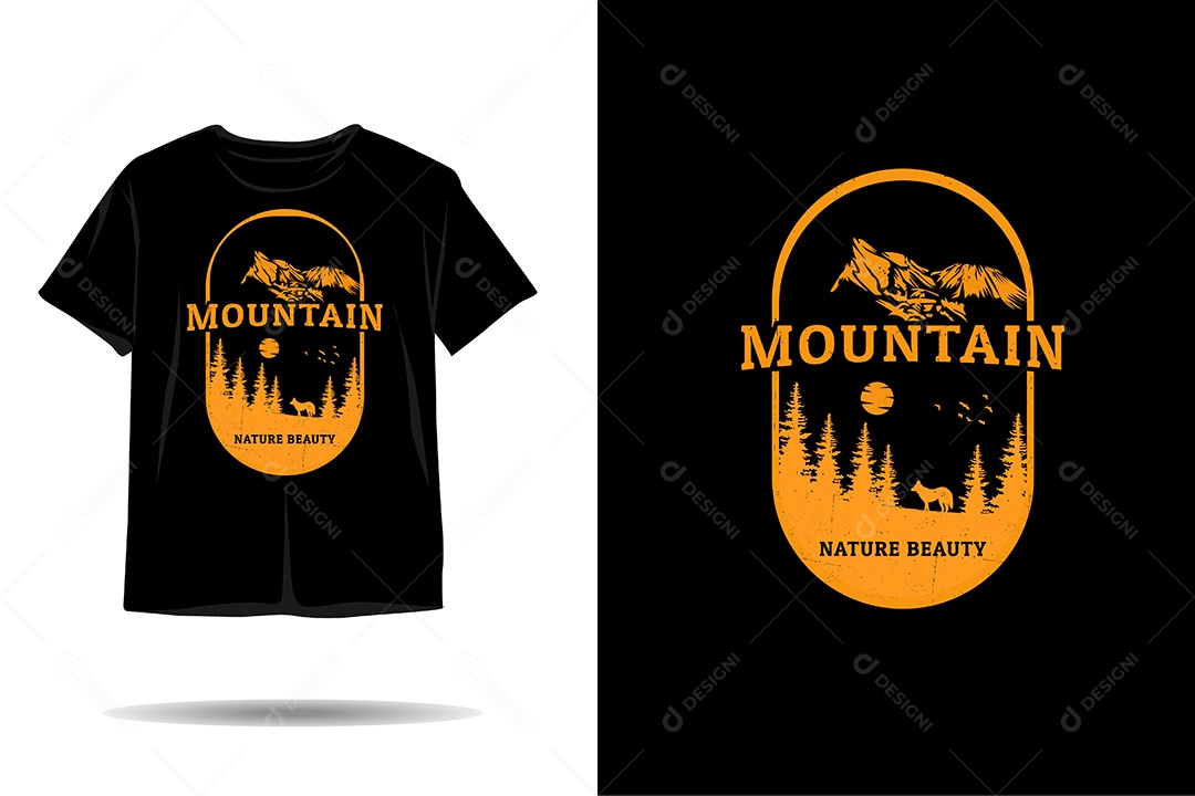 Camiseta com Estampa de Aventura na Montanha Ilustração Vetor EPS