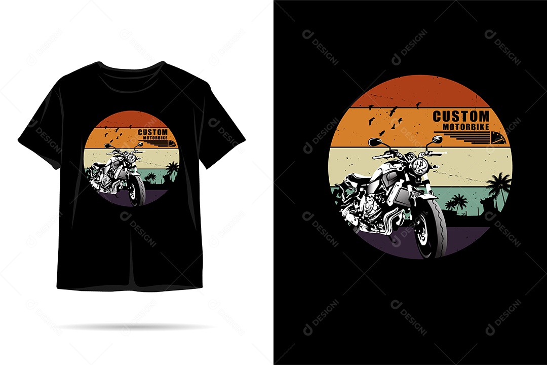 Camiseta com Estampa de Moto Ilustração Vetor EPS
