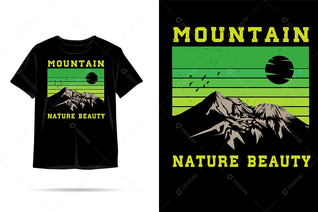 Camiseta com Estampa de Aventura na Montanha Ilustração Vetor EPS