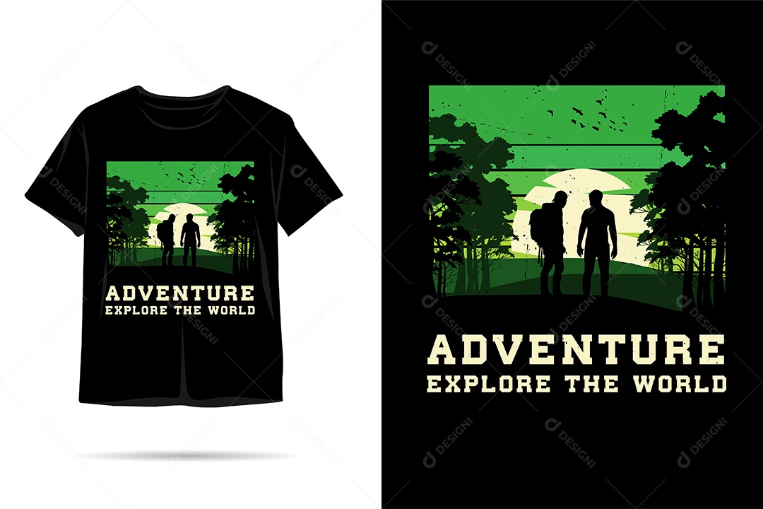 Camiseta com Estampa de Aventura Ilustração Vetor EPS