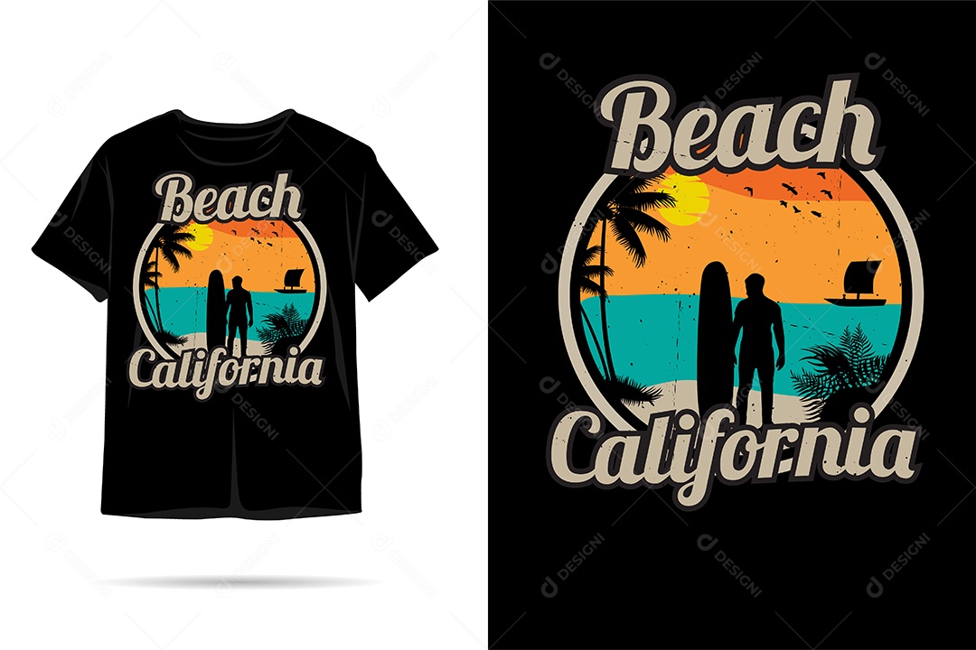 Camiseta com Estampa de Verão Ilustração Vetor EPS