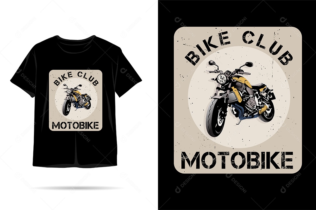 Camiseta com Estampa de Moto Ilustração Vetor EPS