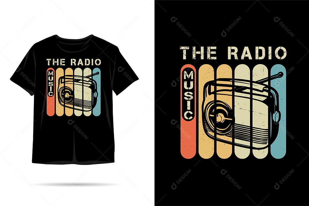 Camiseta com Estampa de Música Ilustração Vetor EPS