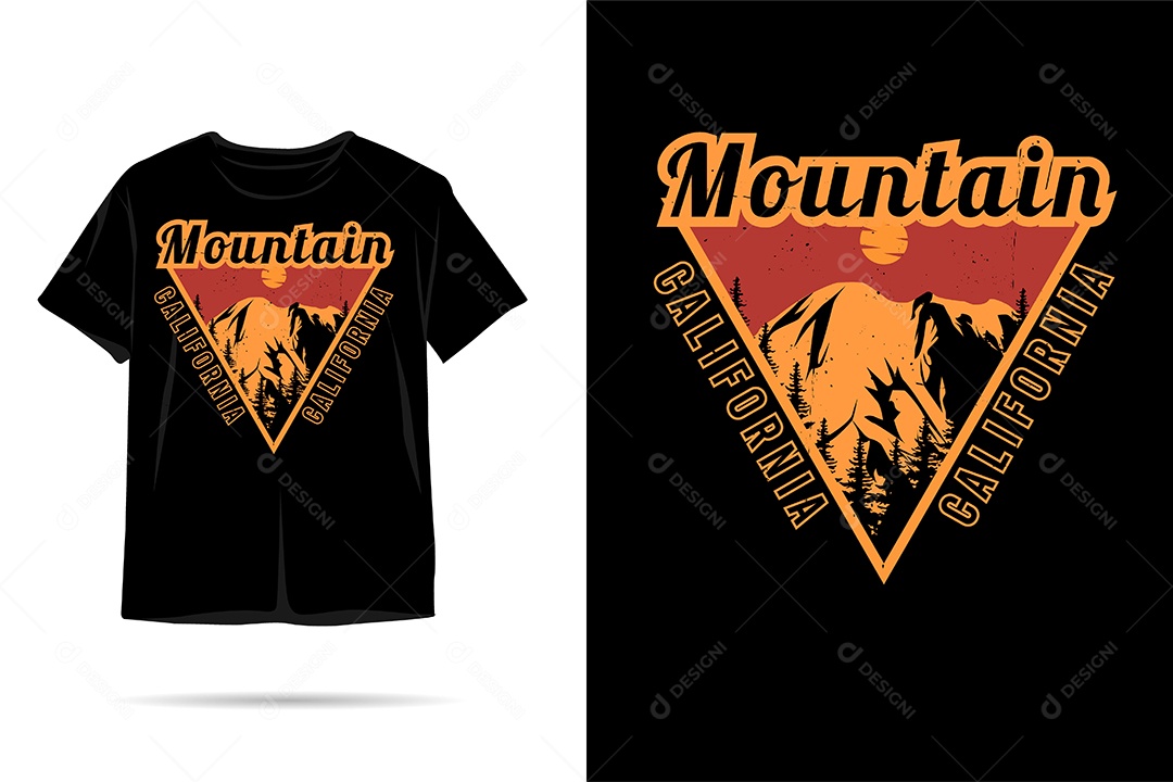 Camiseta com Estampa de Aventura na Montanha Ilustração Vetor EPS