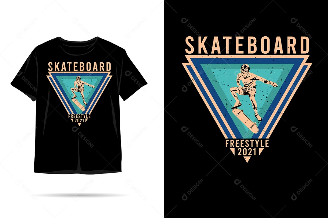 Camiseta com Estampa de Skatista Ilustração Vetor EPS
