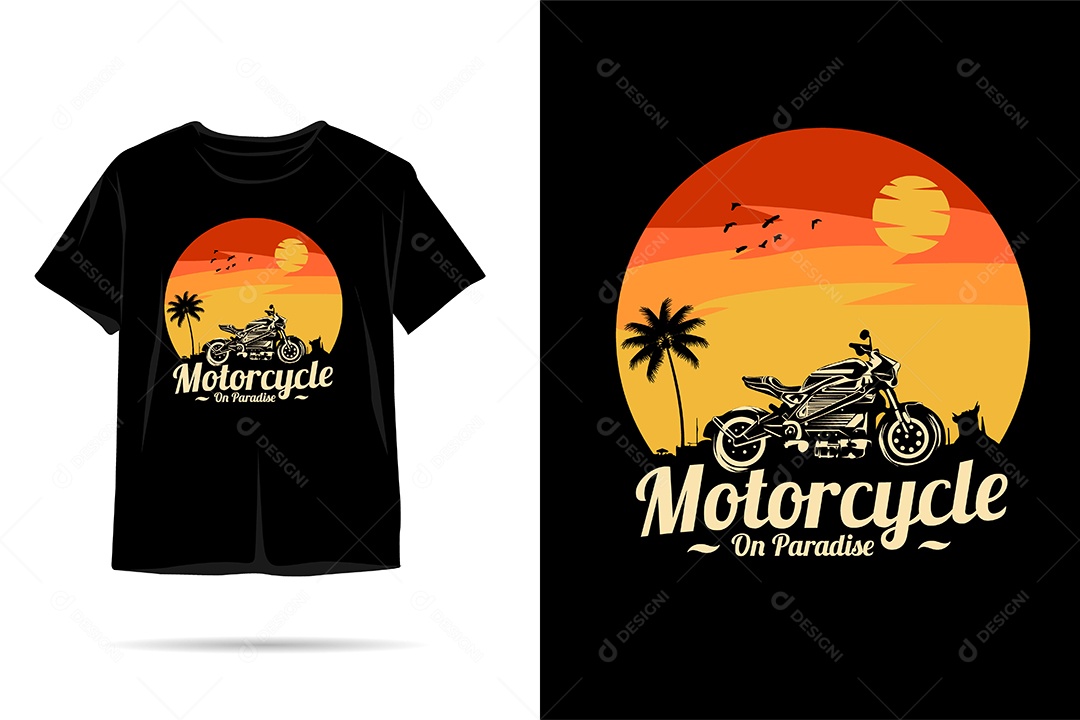 Camiseta com Estampa de Moto Ilustração Vetor EPS