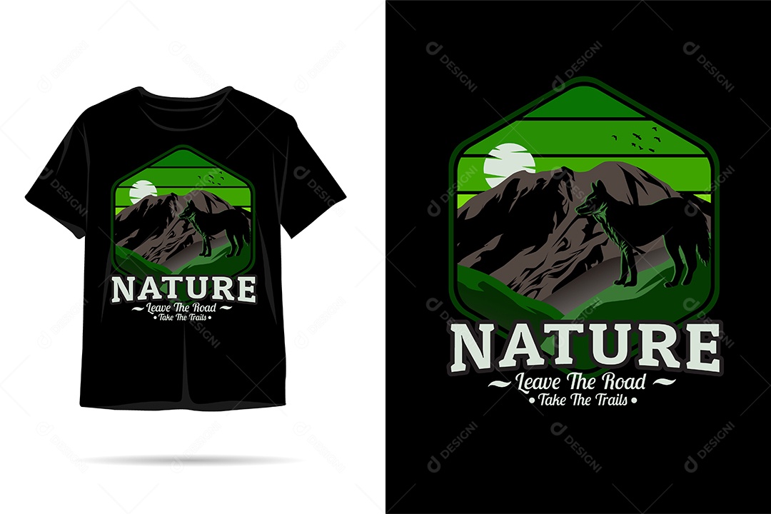 Camiseta com Estampa de Natureza Ilustração Vetor EPS