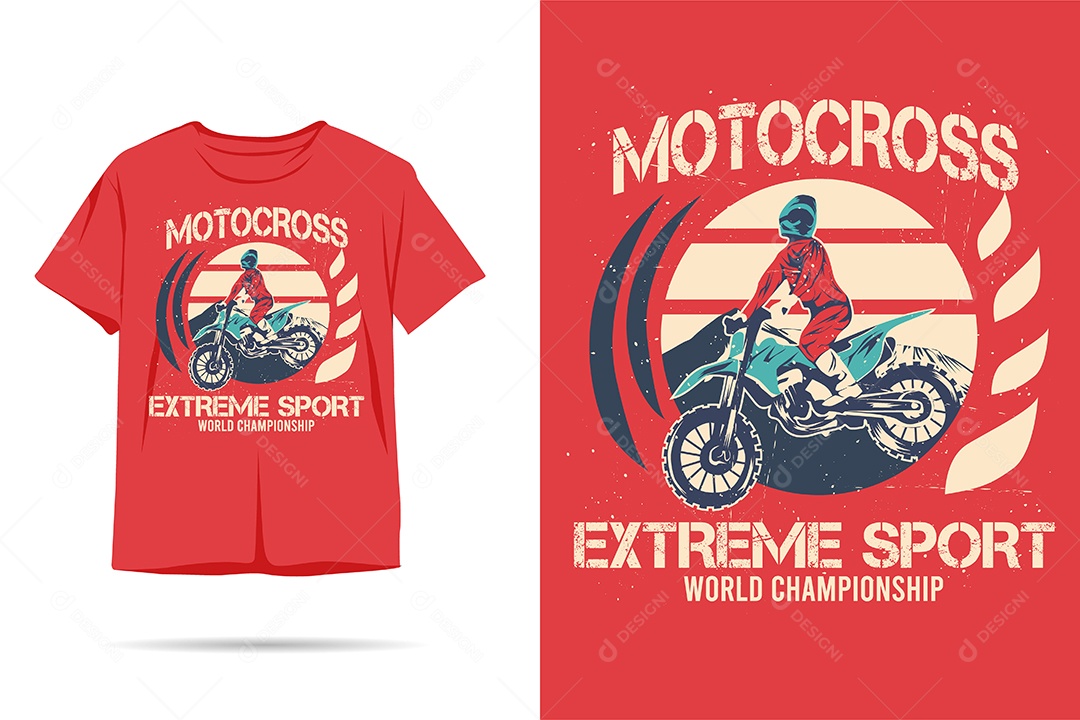 Camiseta com Estampa de Motocross Ilustração Vetor EPS