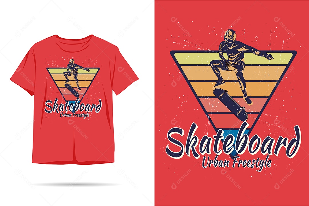 Camiseta com Estampa de Skatista Ilustração Vetor EPS