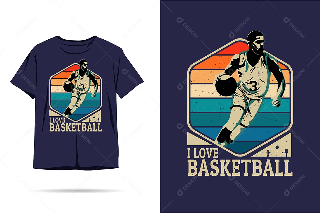 Camiseta com Estampa de Basketball Ilustração Vetor EPS