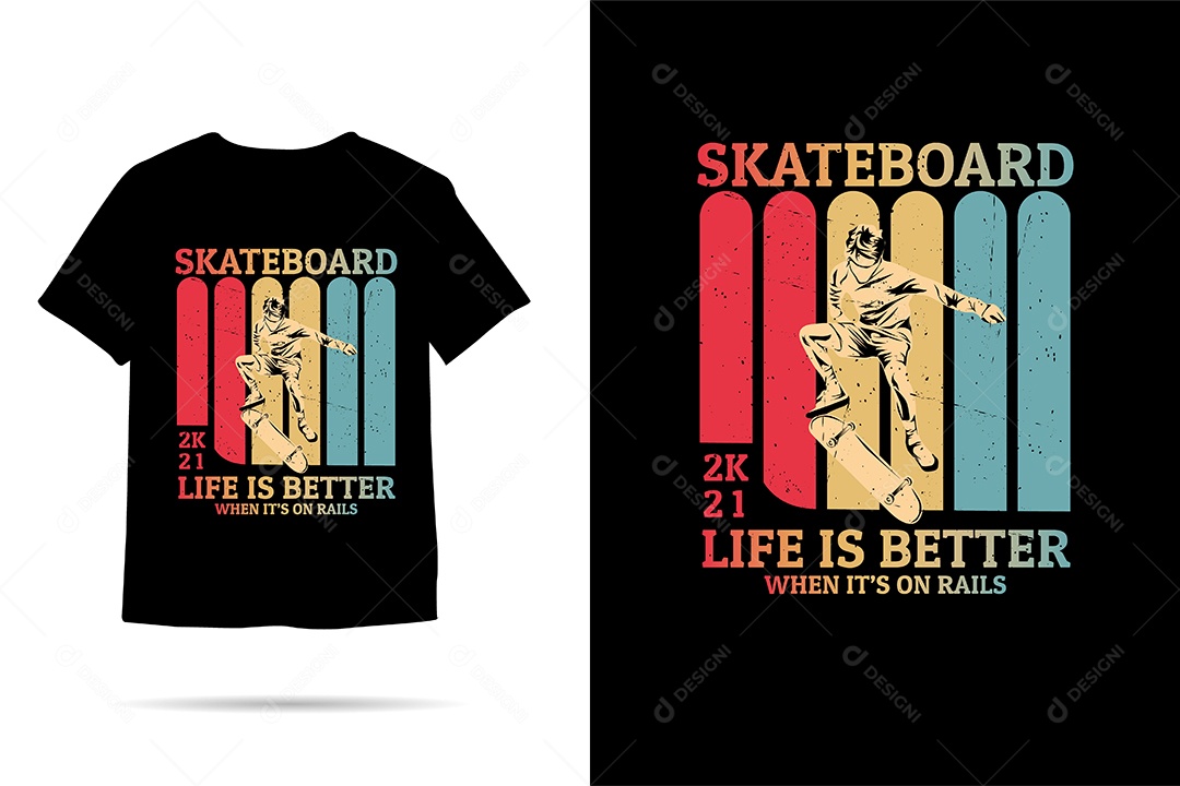 Camiseta com Estampa de Skatista Ilustração Vetor EPS