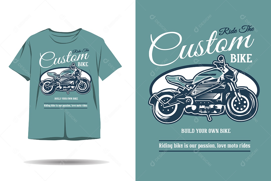 Camiseta com Estampa de Moto Ilustração Vetor EPS